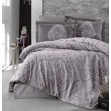 Единичен спален комплект памучен сатен - МИЛЕНА лила